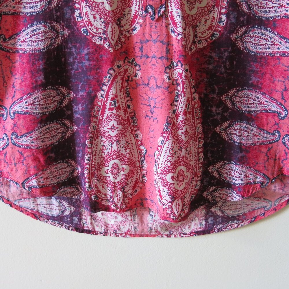 Lucky Brand Live In Love Paisley Pink Purple Long Sleeve Bohemian Blouse Size M - Picture 4 of 9
